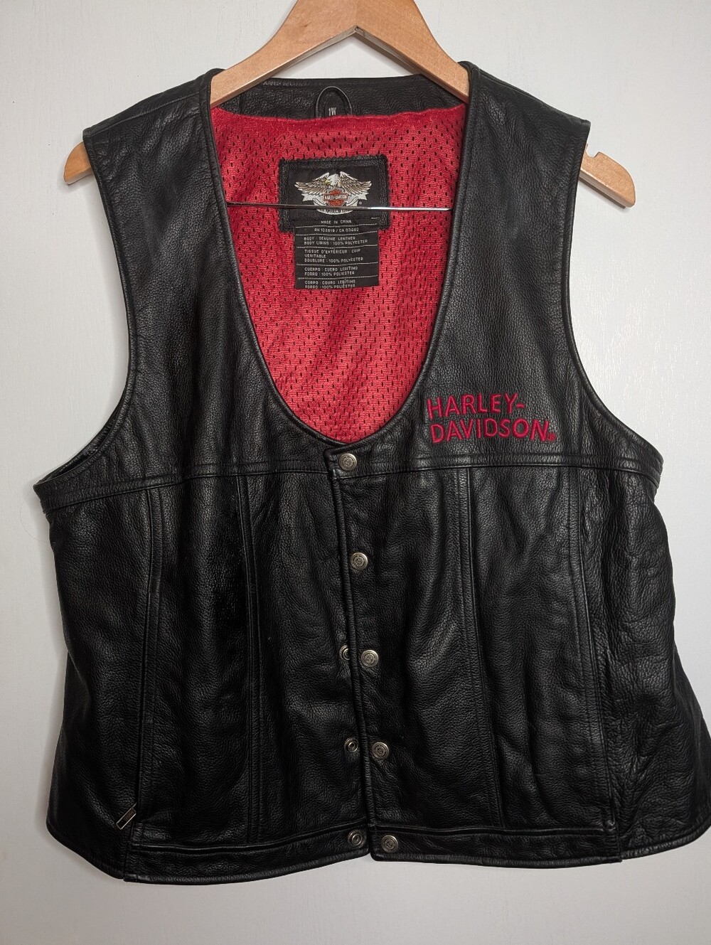 Harley Davidson Vest Legendary Motorcycle Highway Black Leather women size 1W